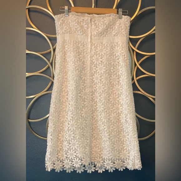 Lilly Pulitzer Bowen Strapless Floral Lace Bride Shower Wedding Dress White 8 M - Picture 7 of 9